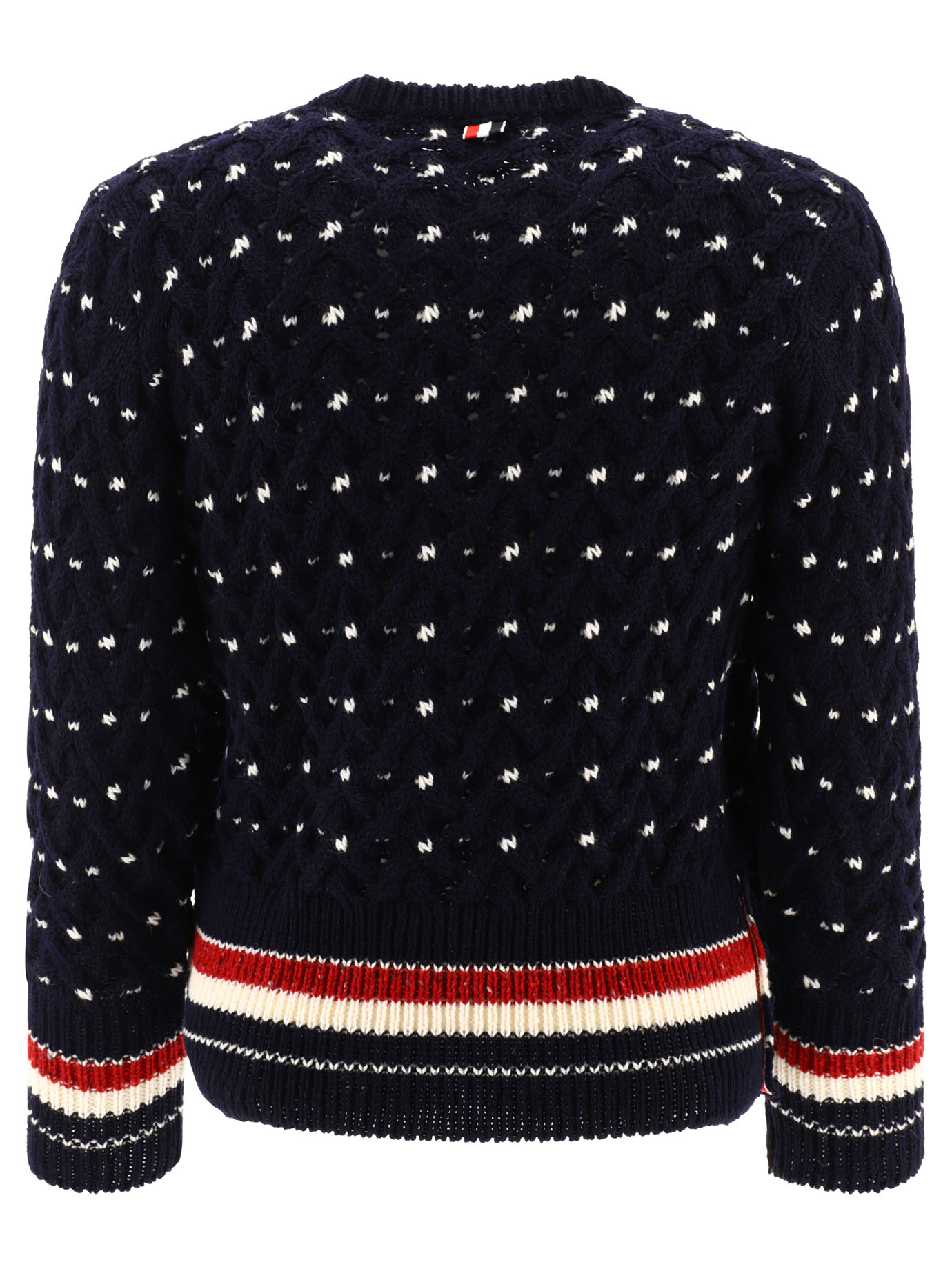 THOM BROWNE Blue RWB cable-knit sweater